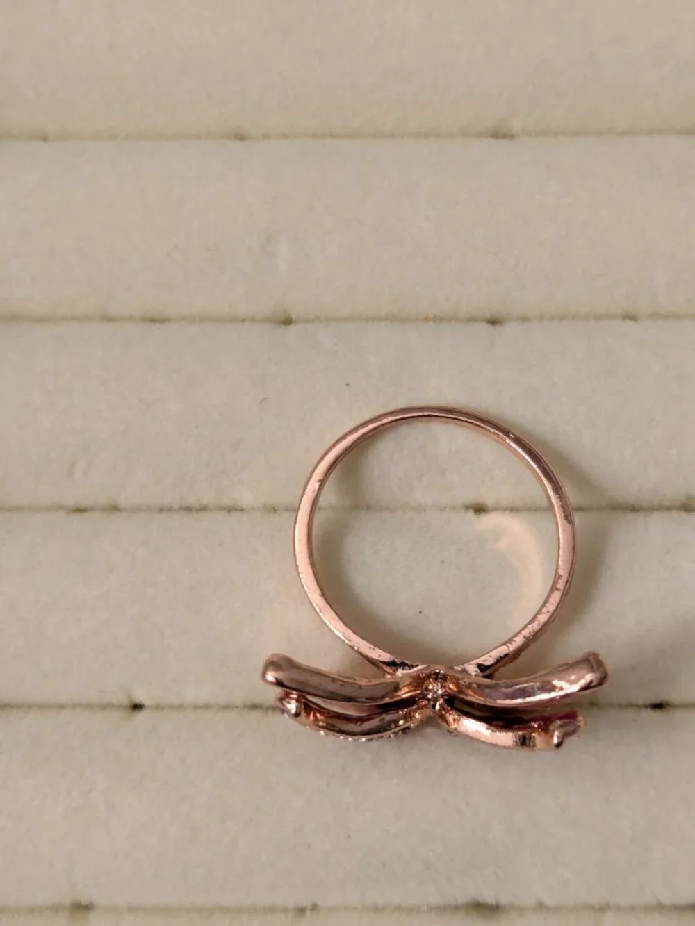 New!  Size 9 1/2 Pink Butterfly Ring Rose Gold Tone